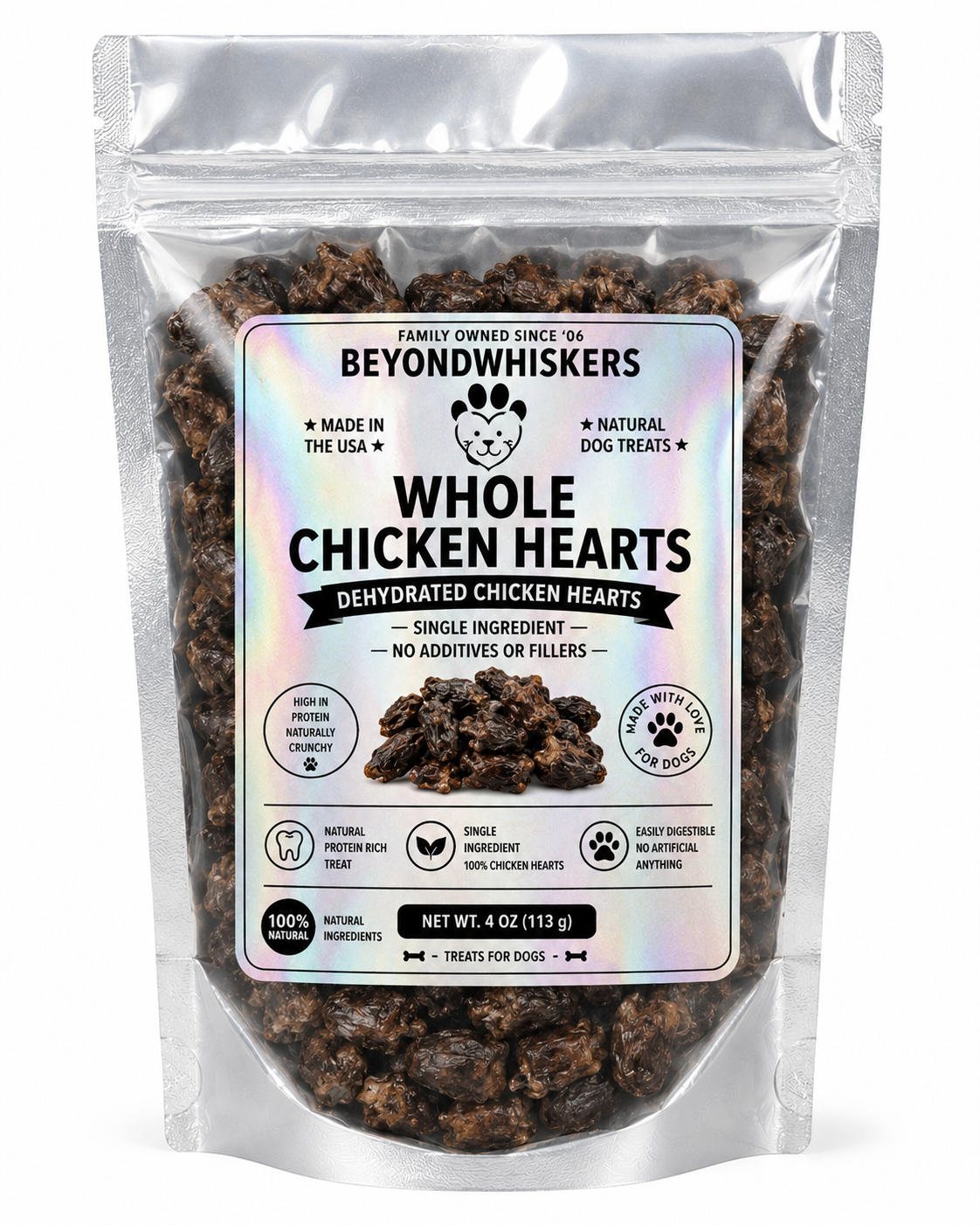 Dehydrated Whole Chicken Hearts Dog Treats – 100% Chicken Hearts