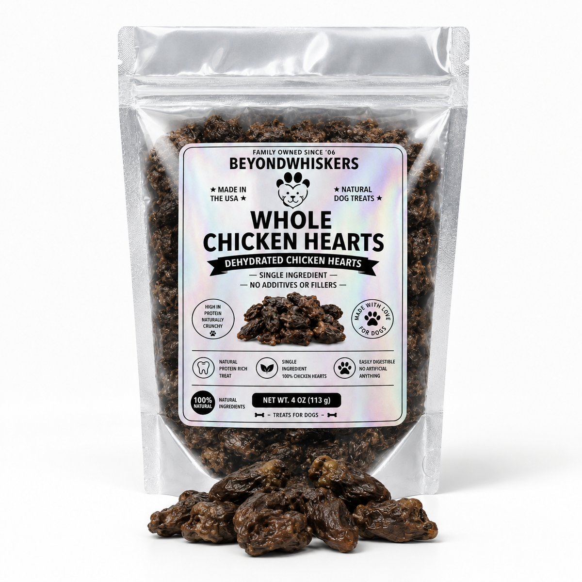 Dehydrated Whole Chicken Hearts Dog Treats – 100% Chicken Hearts