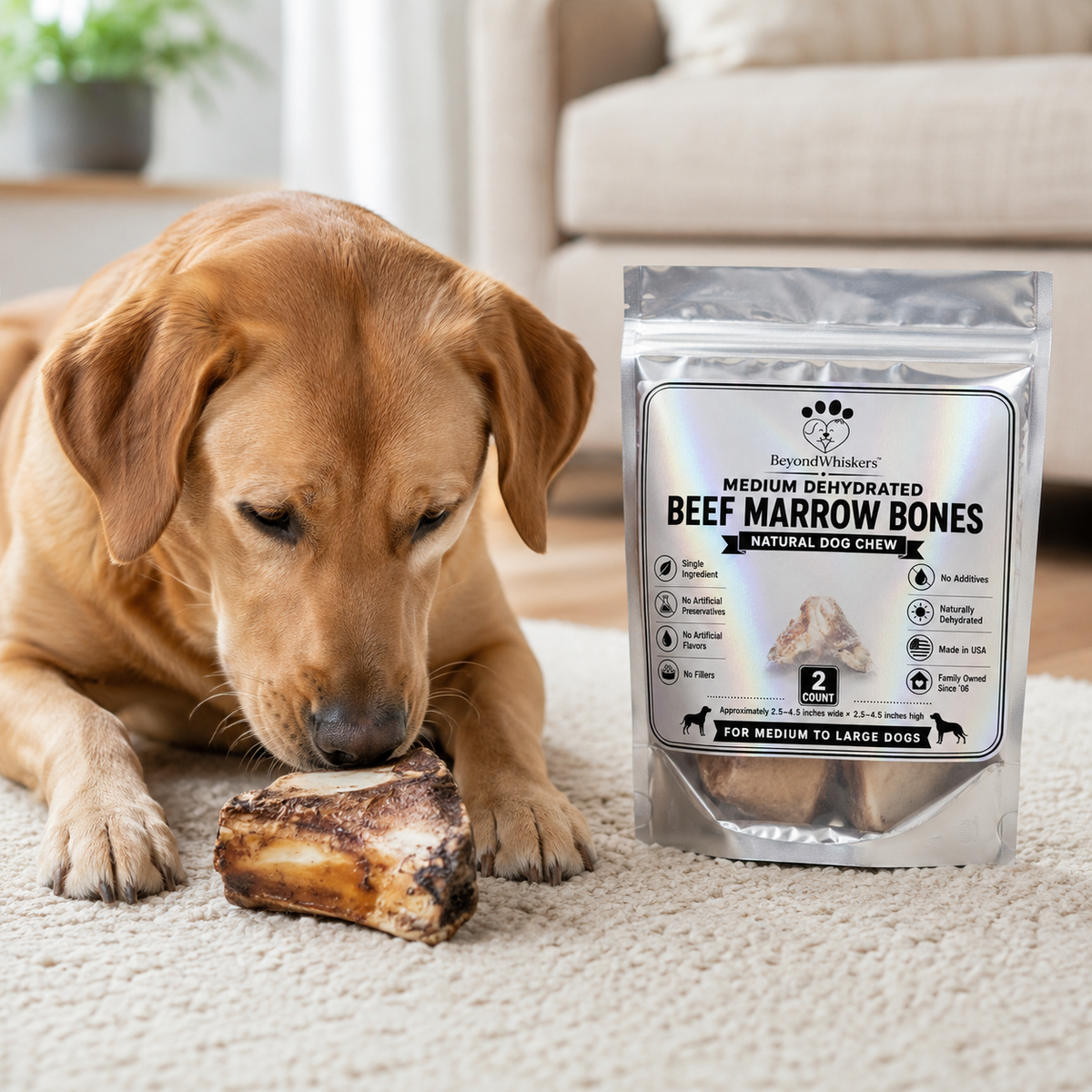 Medium Dehydrated Beef Marrow Bone Dog Chew